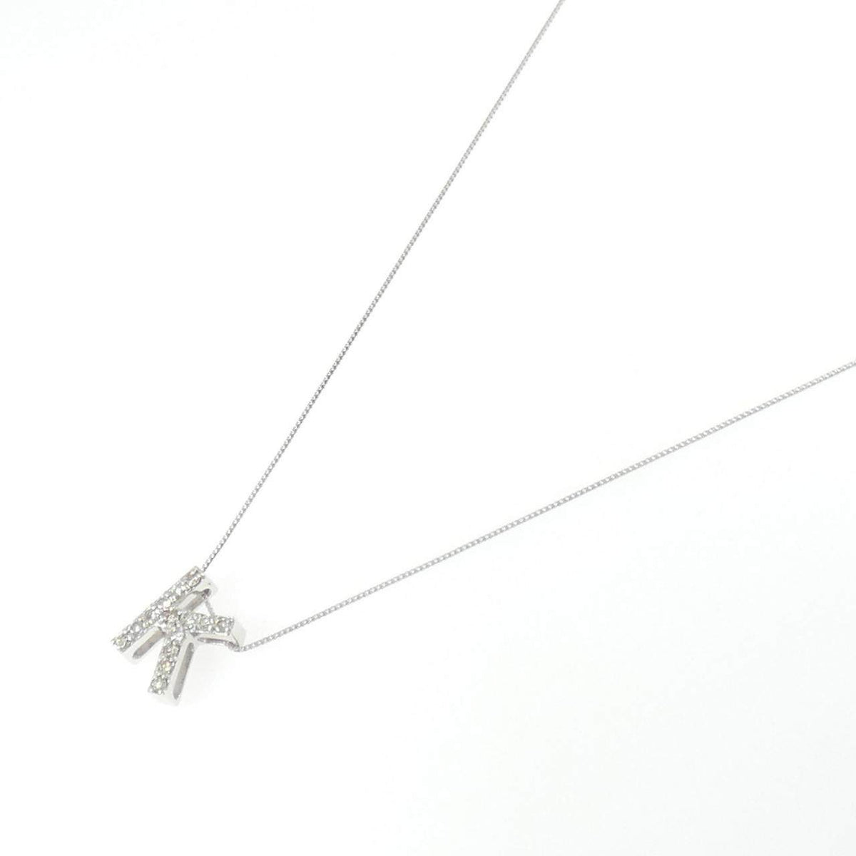 K18WG ダイヤモンド イニシャルK ネックレス