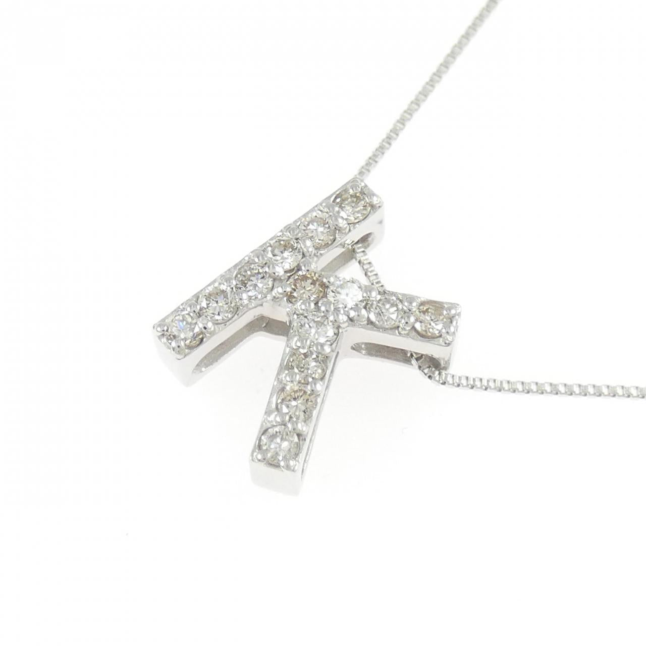 K18WG ダイヤモンド イニシャルK ネックレス