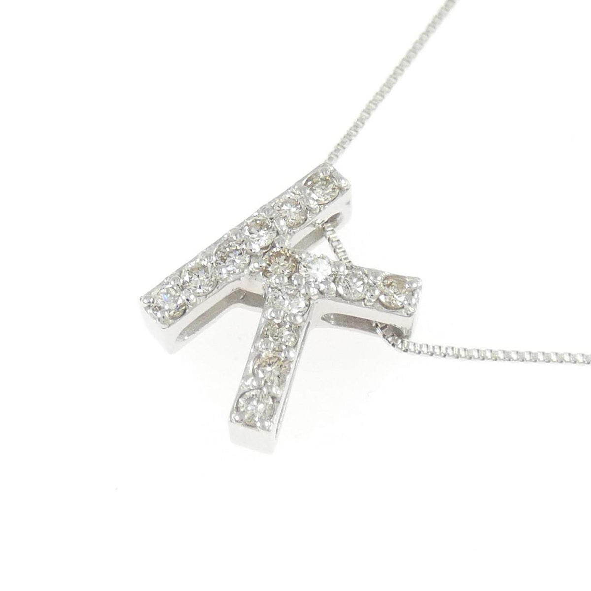 K18WG ダイヤモンド イニシャルK ネックレス