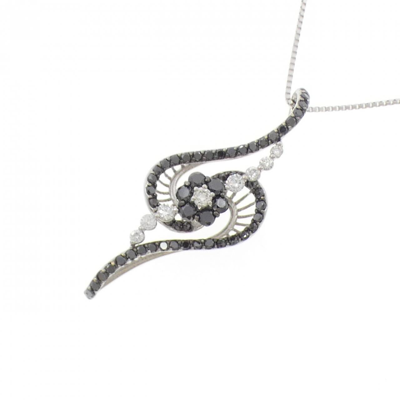 K18ホワイトゴールド K18ブラックゴールド ダイヤモンド ネックレス