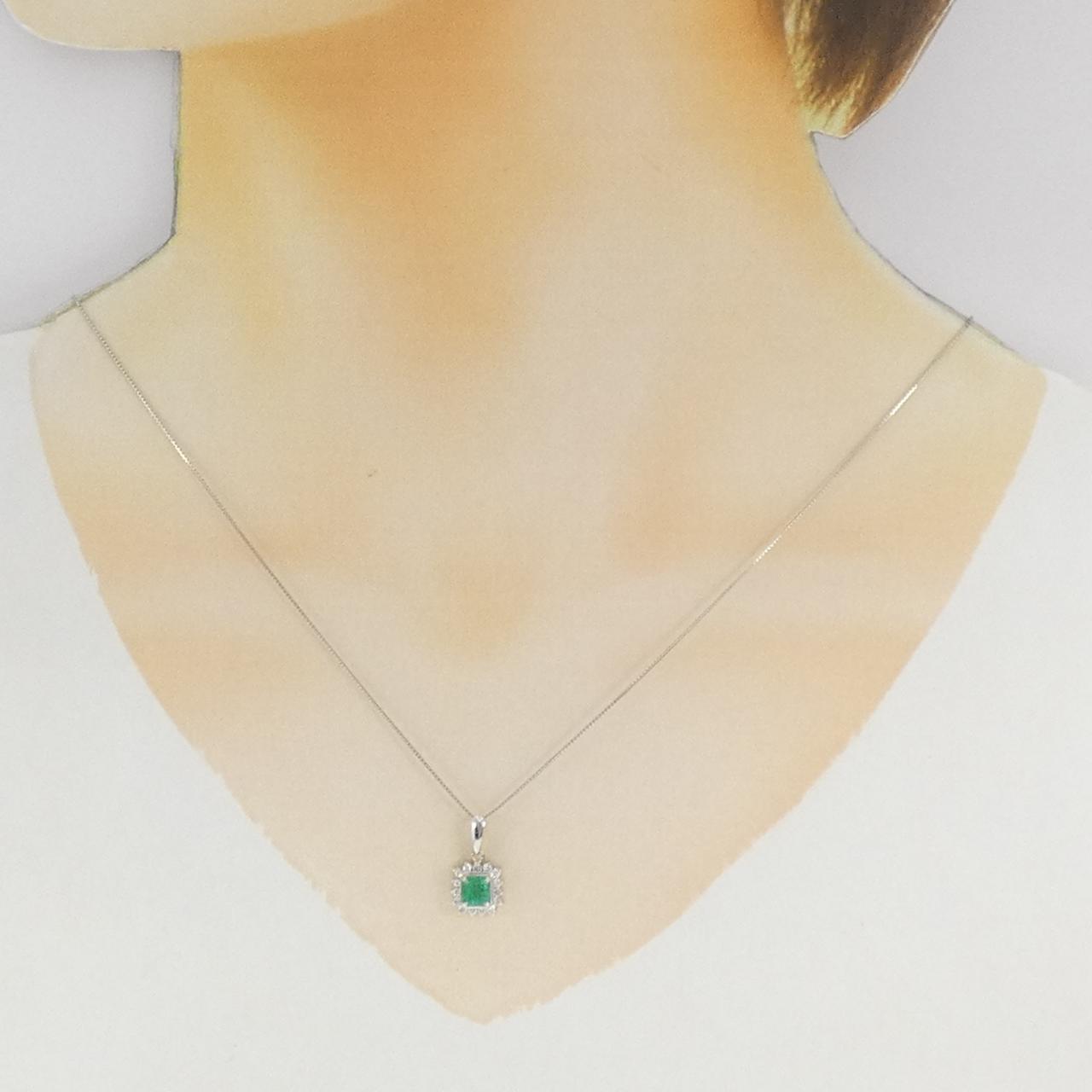Pt900 Pt850 エメラルドダイヤモンドネックレス