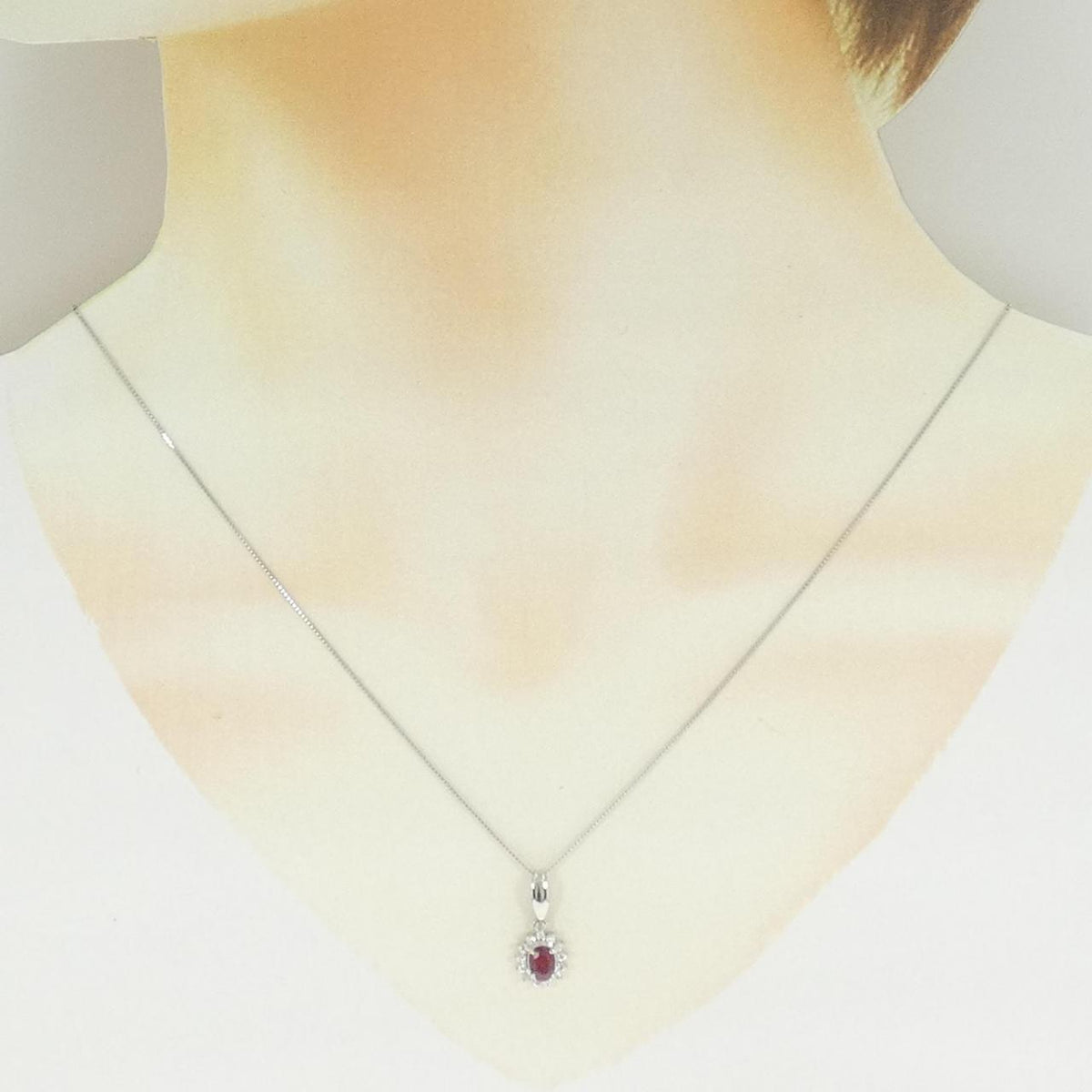 プラチナ ルビー ダイヤモンド ネックレス 0.50CT