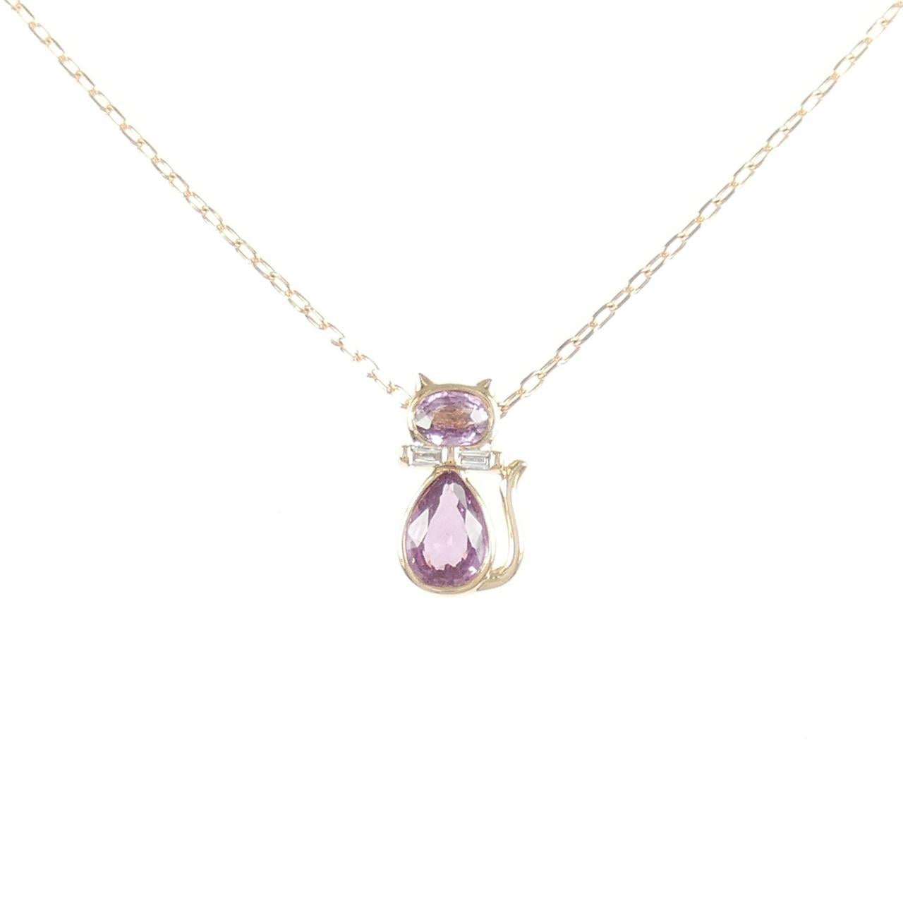 Au750 キャットサファイアダイヤモンドネックレス