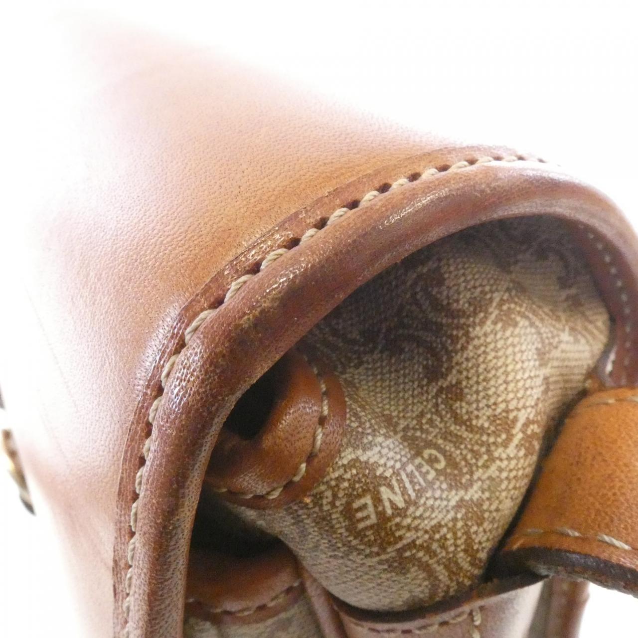 セリーヌ コーティングキャンバス レザー ショルダーバッグ