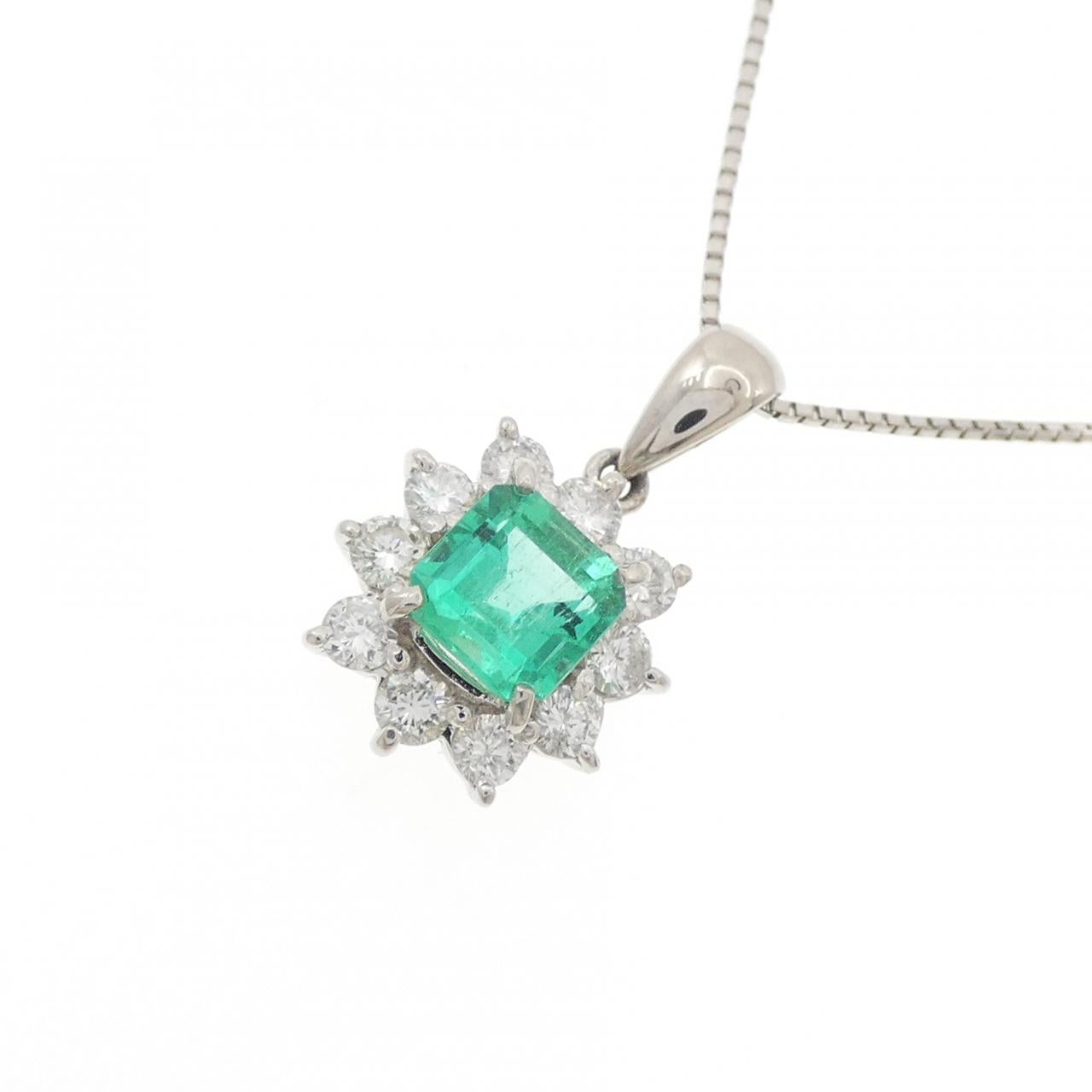 プラチナ ダイヤモンド エメラルド ネックレス