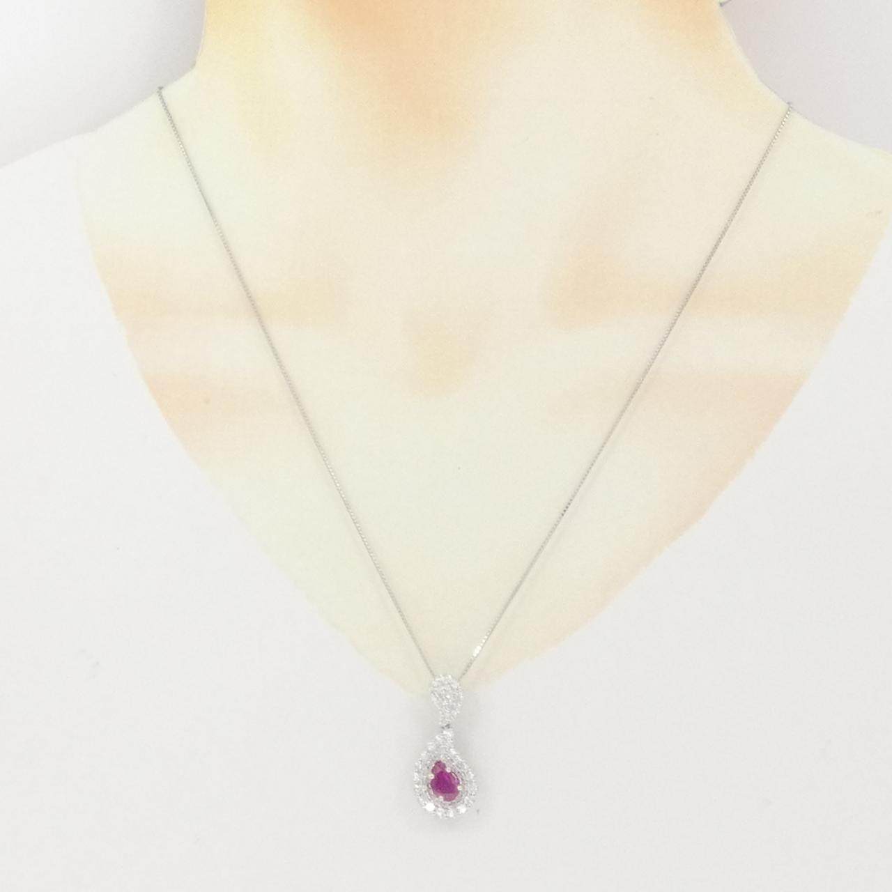 プラチナ ルビー ダイヤモンド ネックレス