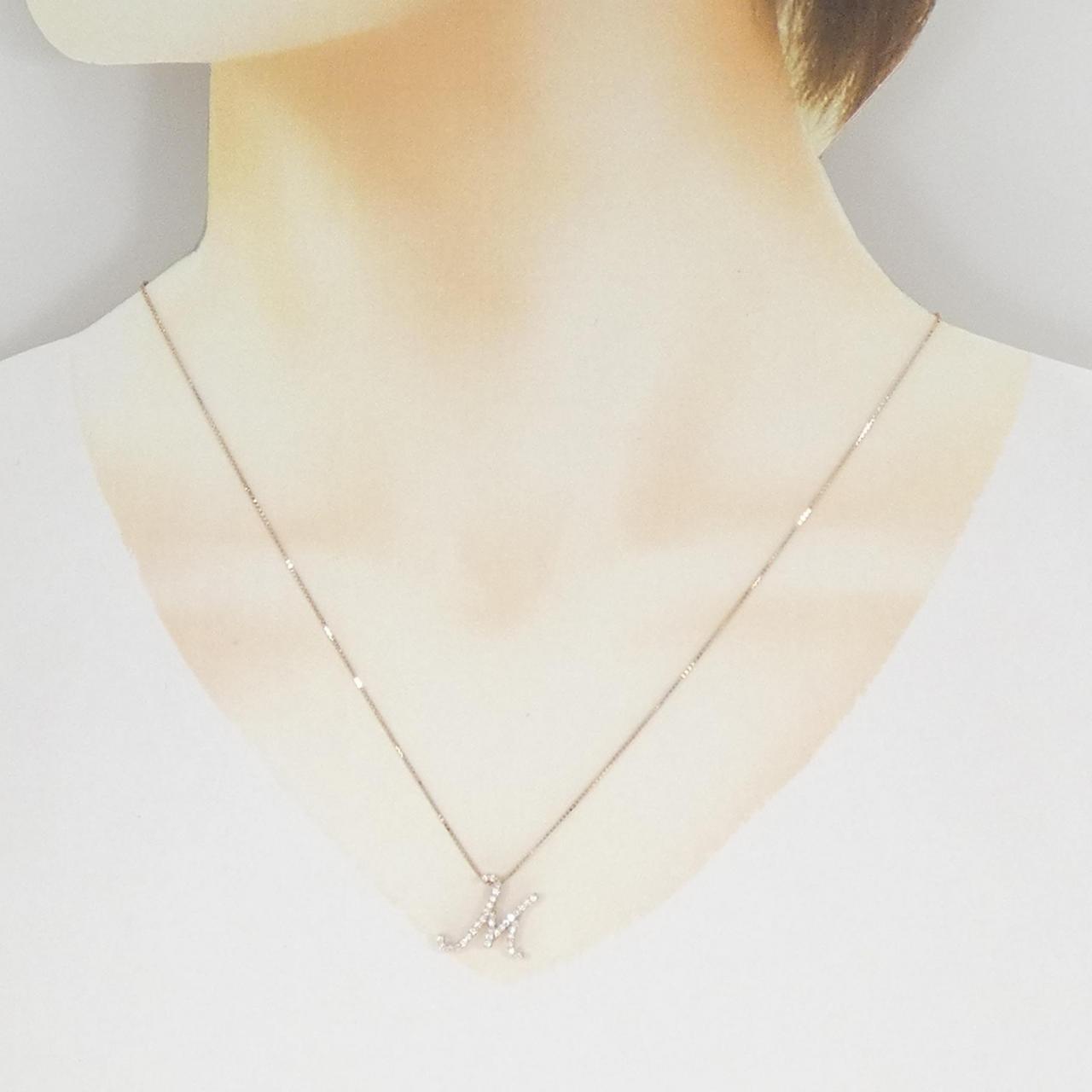 Au750イニシャルMダイヤモンドネックレス