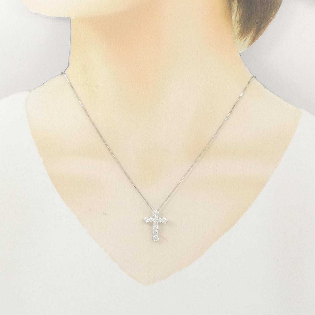 PT900 PT850 クロス 1.02ct ダイヤモンドネックレス