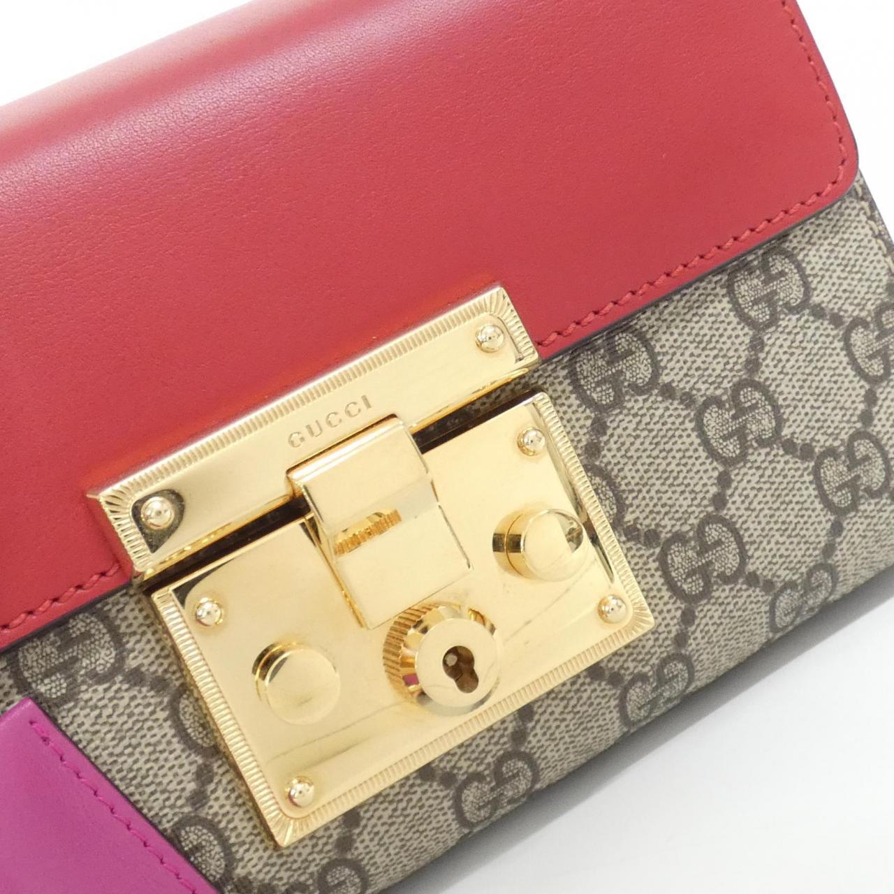 グッチ PADLOCK GGスプリームキャンバス レザー ショルダーバッグ