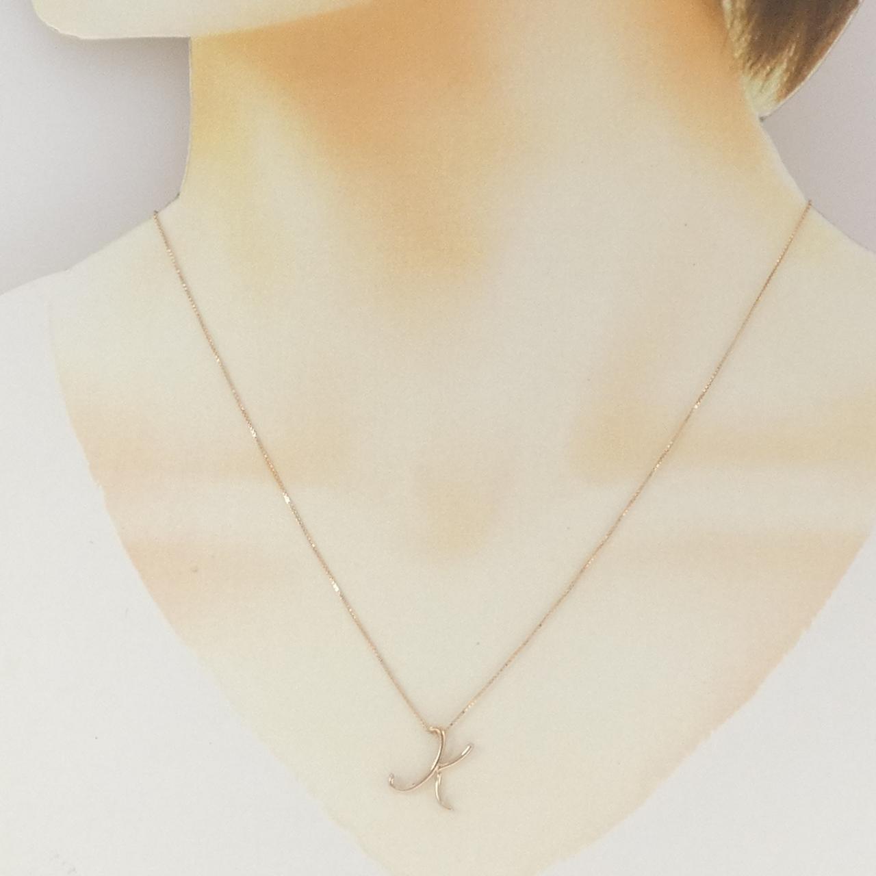 K10ピンクゴールドイニシャルKダイヤモンドネックレス