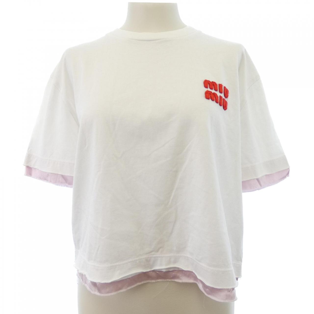 ミュウミュウ MIU MIUロゴ コットンTシャツ
