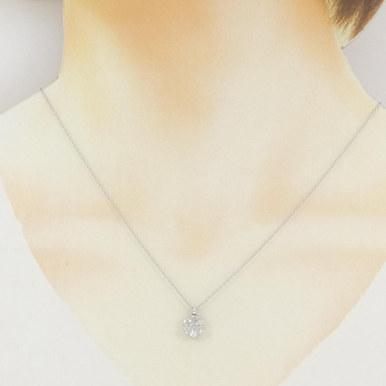 プラチナ ダイヤモンド フラワー ネックレス