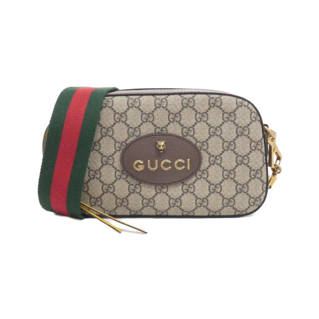 グッチ NEO VINTAGE GGスプリームキャンバス レザー ショルダーバッグ