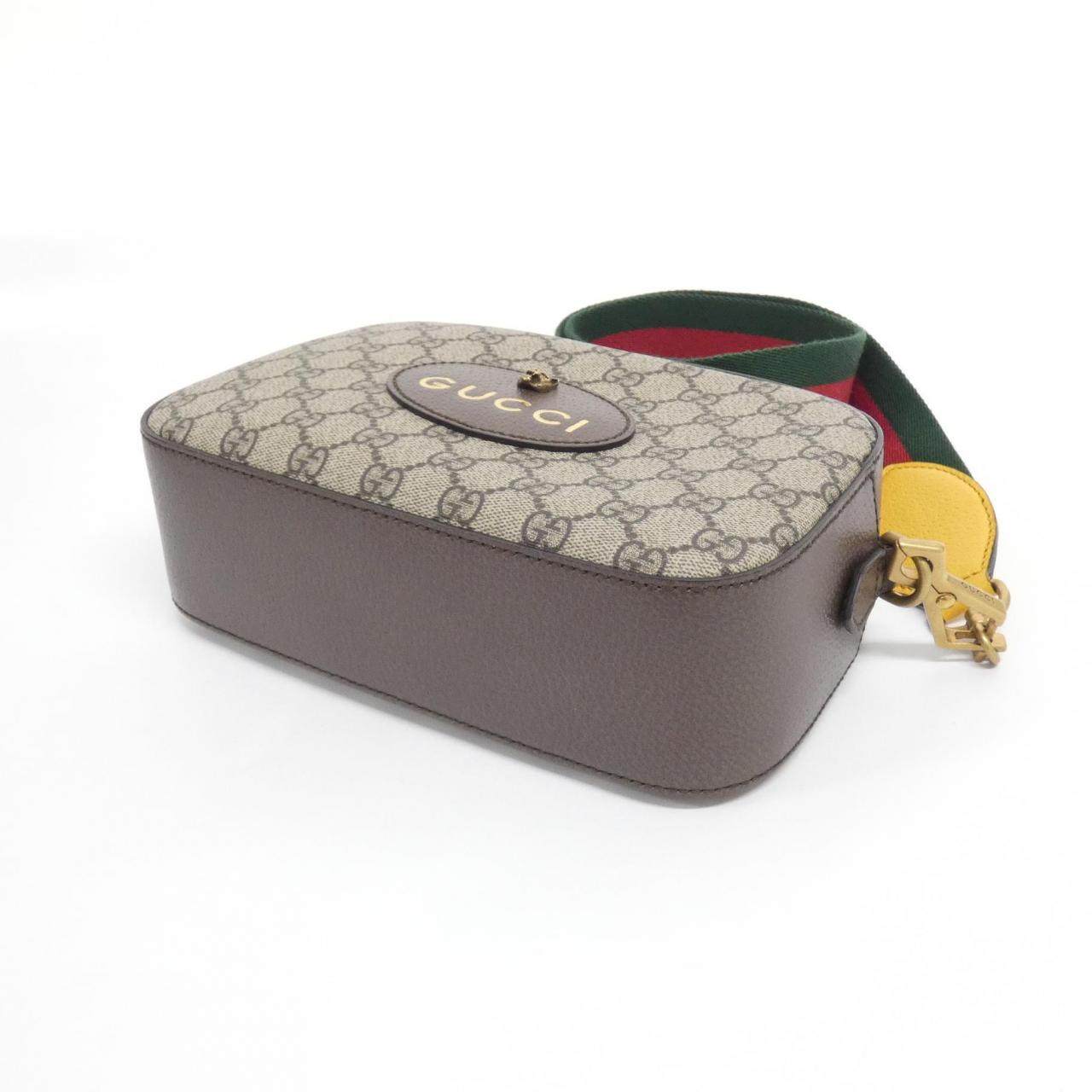 グッチ NEO VINTAGE GGスプリームキャンバス レザー ショルダーバッグ
