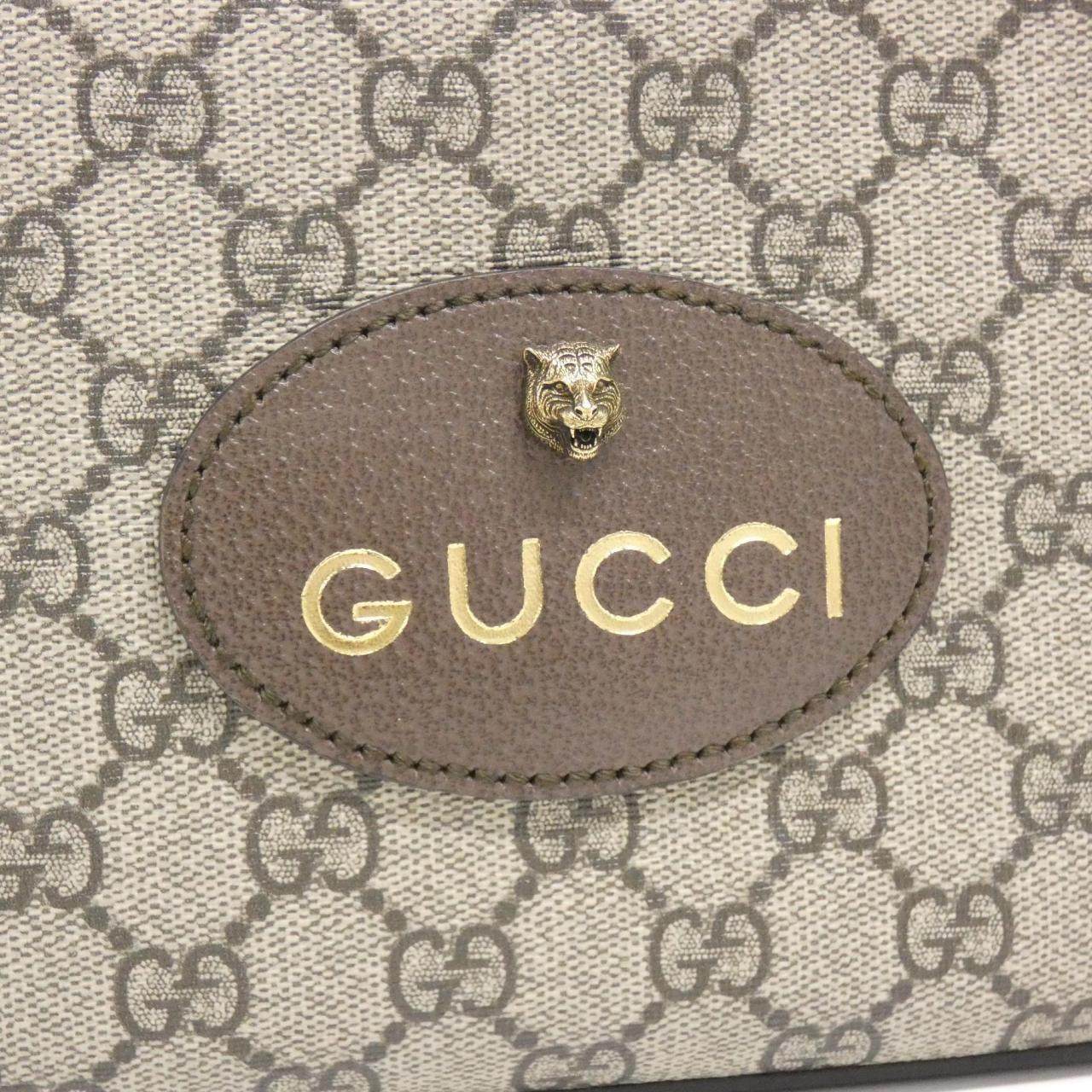 グッチ NEO VINTAGE GGスプリームキャンバス レザー ショルダーバッグ