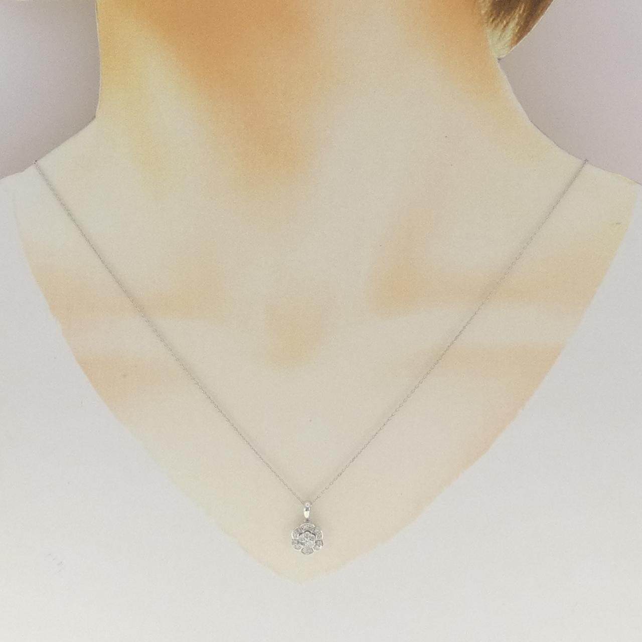 K18ホワイトゴールド フラワー ダイヤモンド ネックレス