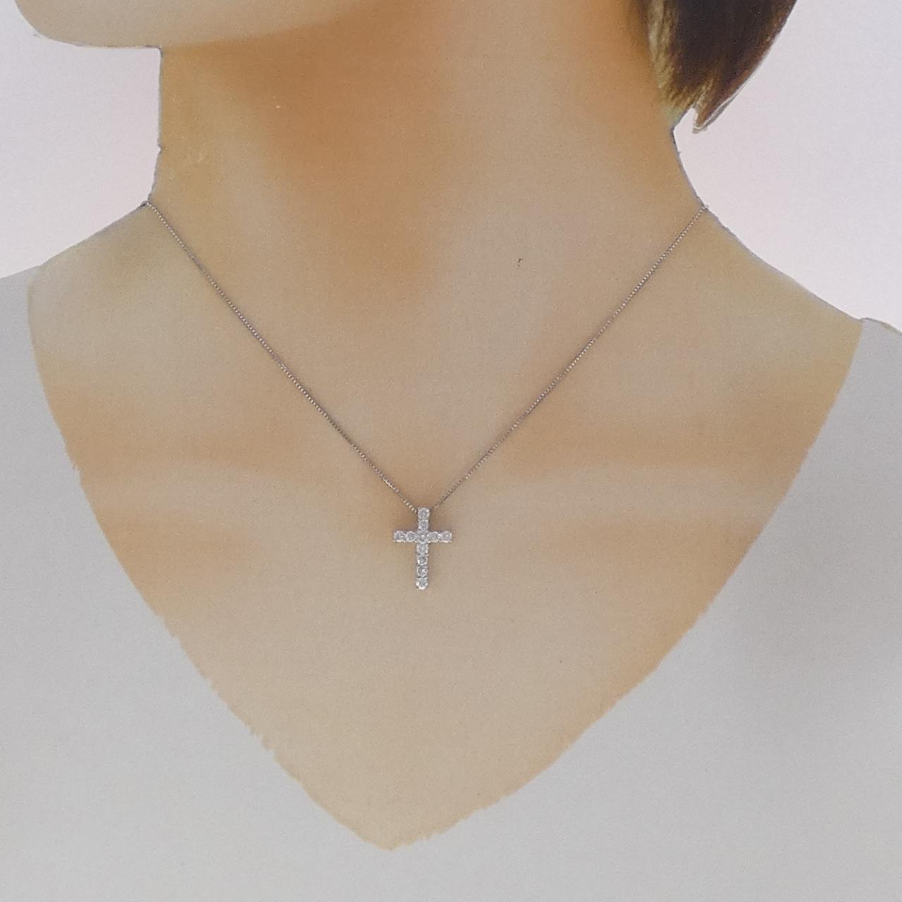 プラチナPT850 0.50CT ダイヤモンドクロスネックレス