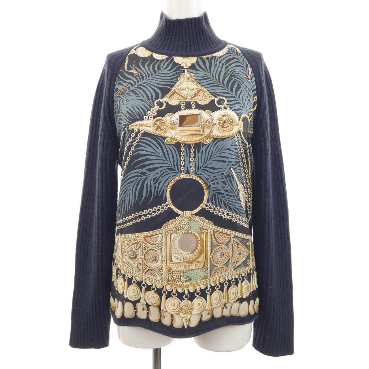 エルメス TERRES PRESCIEUES シルクカシミヤニット SM