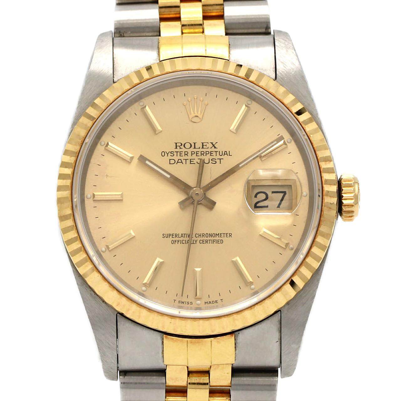 ロレックス デイトジャスト ステンレススチール イエローゴールド