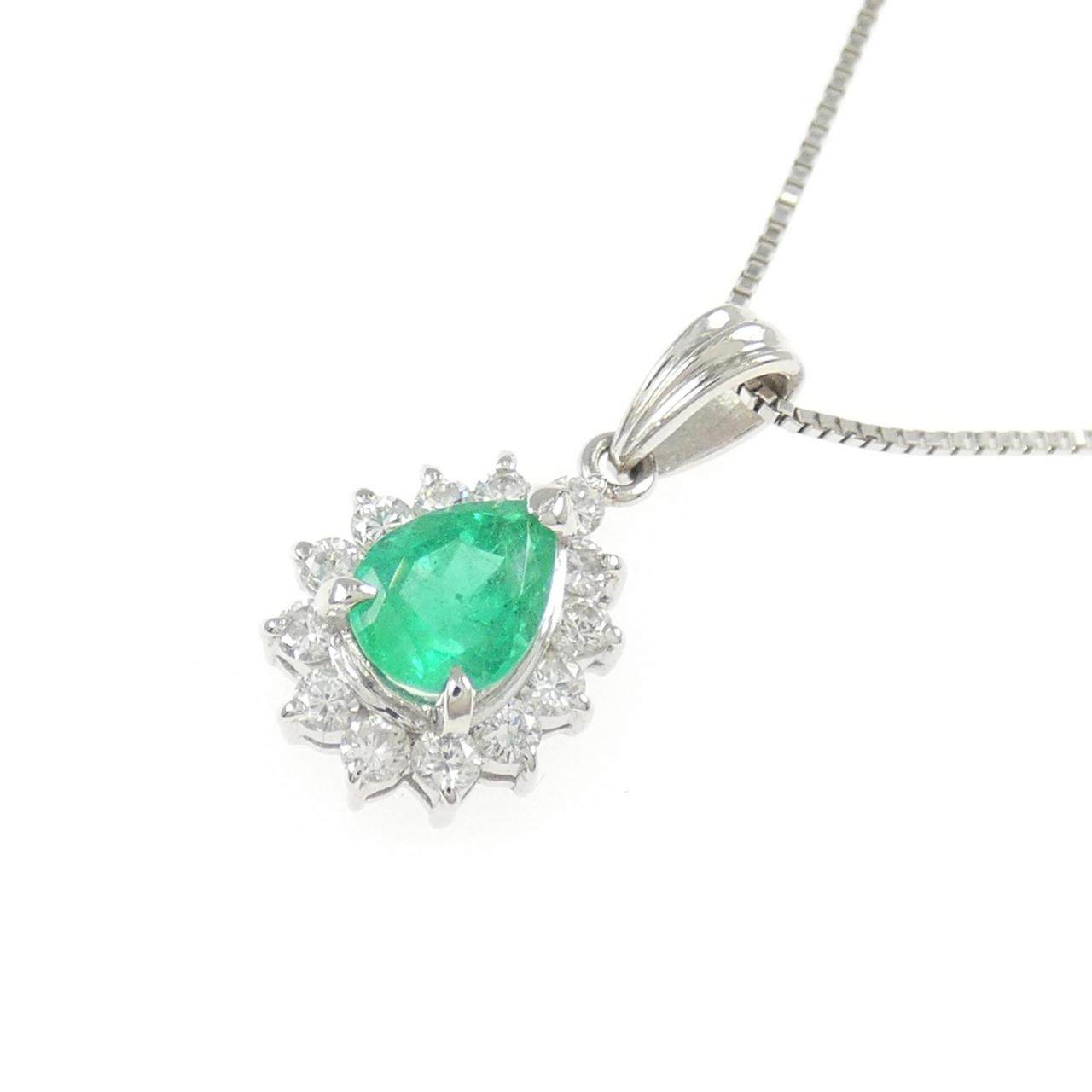 プラチナ エメラルド ダイヤモンド ネックレス