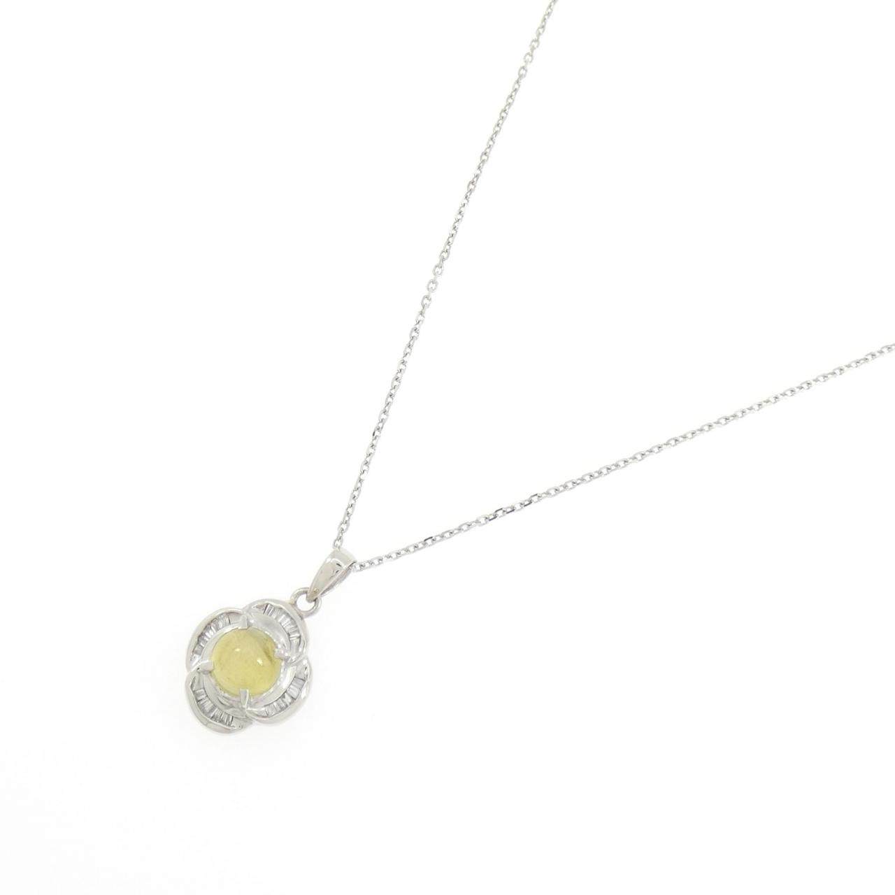 プラチナクリソベリルキャッツアイダイヤモンドネックレス