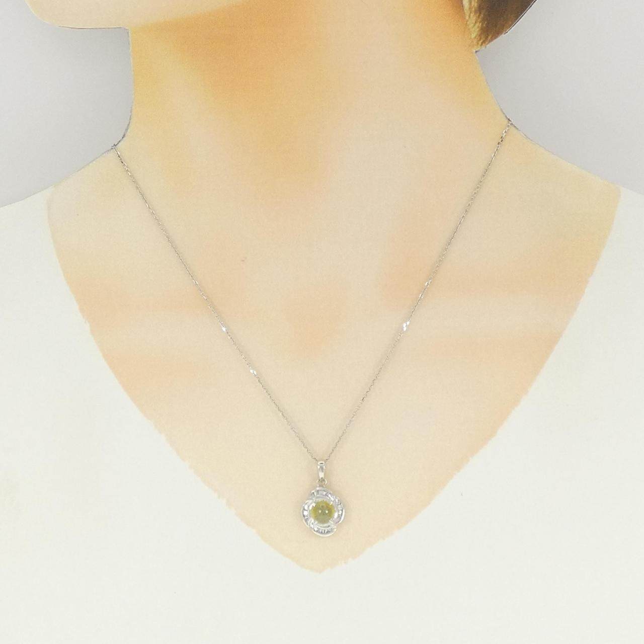 プラチナクリソベリルキャッツアイダイヤモンドネックレス