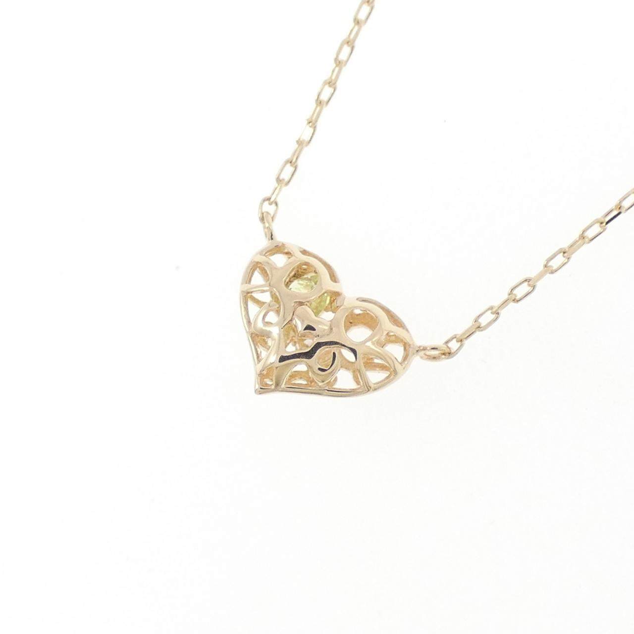 K10YGペリドットダイヤモンドネックレス