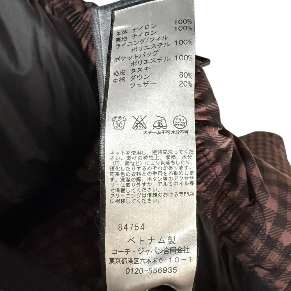 コーチ チェック ダウン ジャケット