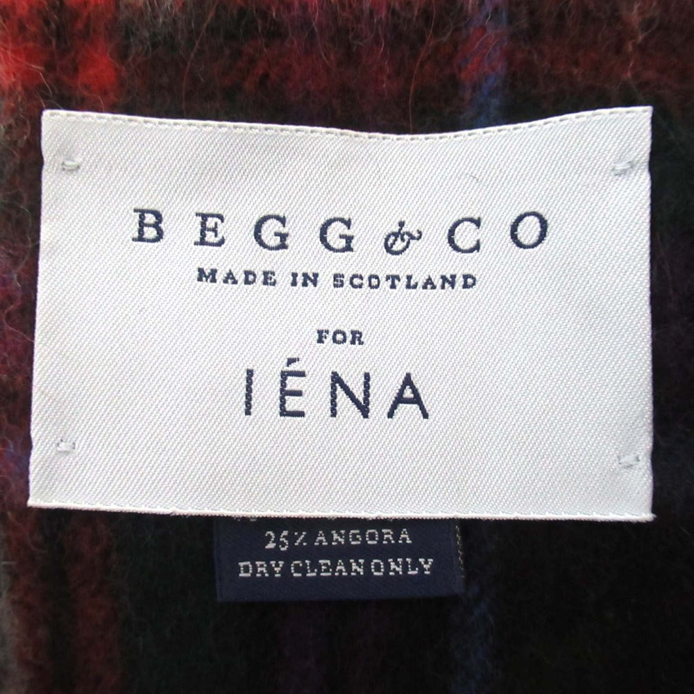 Begg & Co ウール アンゴラ チェック フリンジ スカーフ