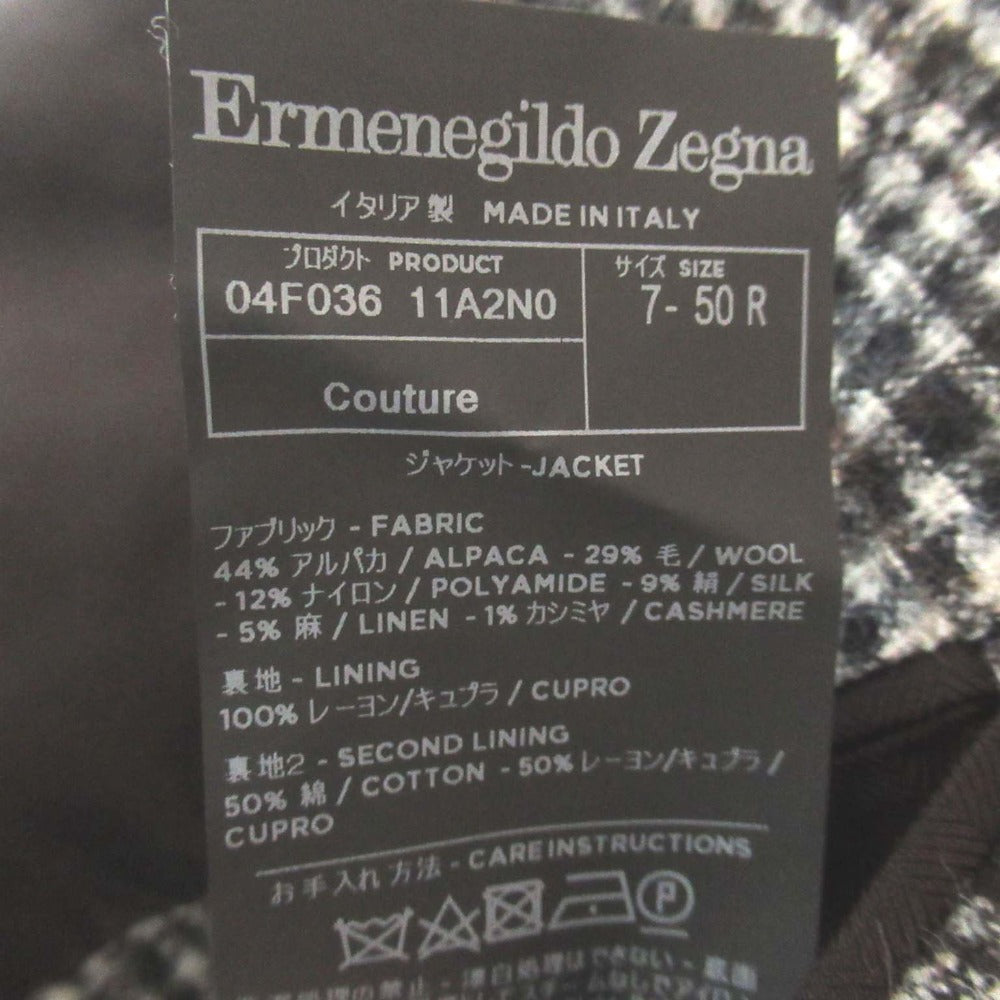 エルメネジルドゼニア クチュール アルパカ チェック テーラードジャケット