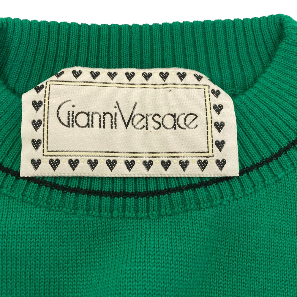 ヴェルサーチェ ロゴ刺繍ウールニットセーター