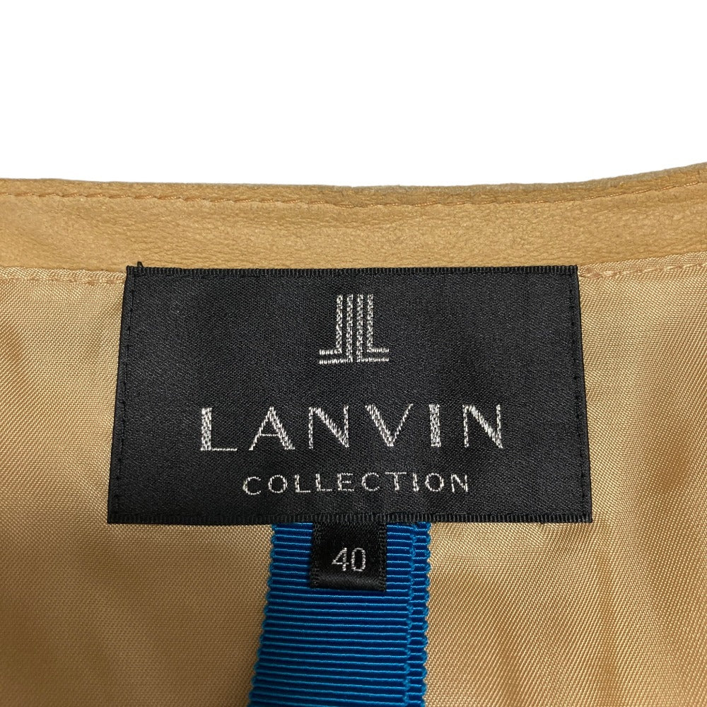ランバンコレクション ラムレザー ノーカラーコート