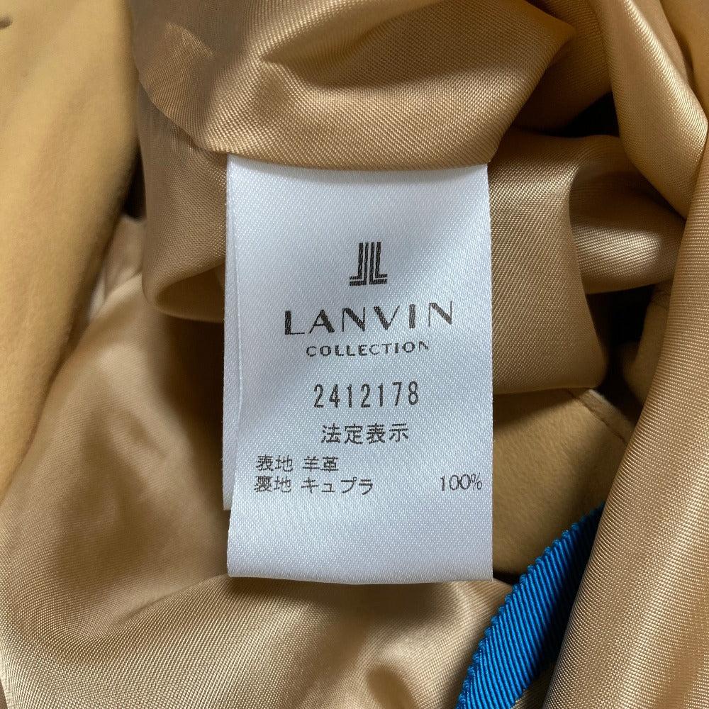 ランバンコレクション ラムレザー ノーカラーコート