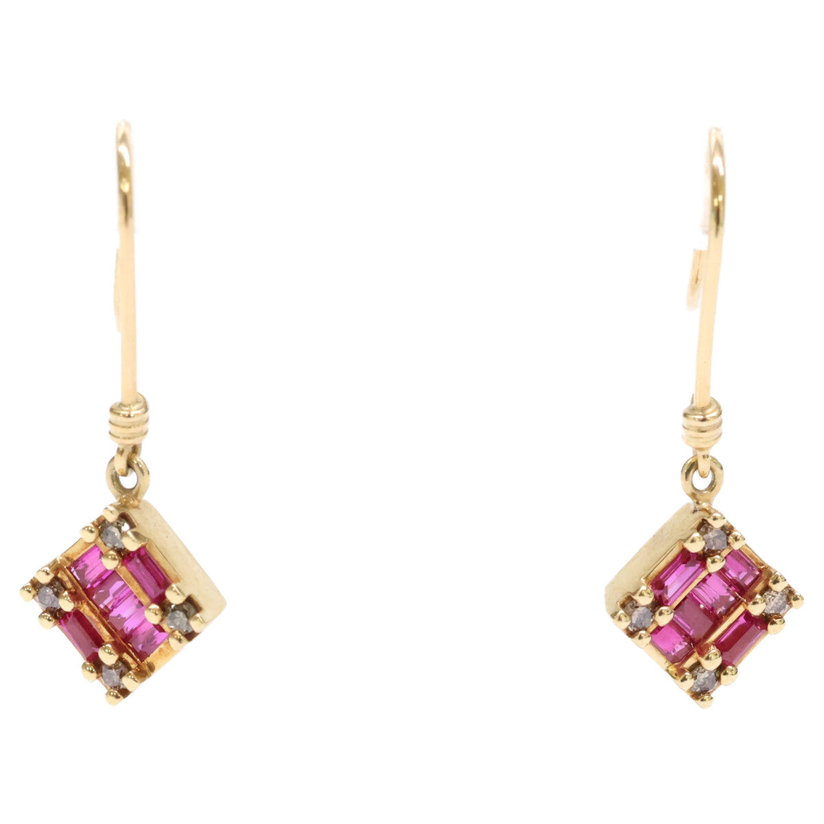 Bellesiora スクエア コレクション Au750 ダイヤモンド ルビー ピアス