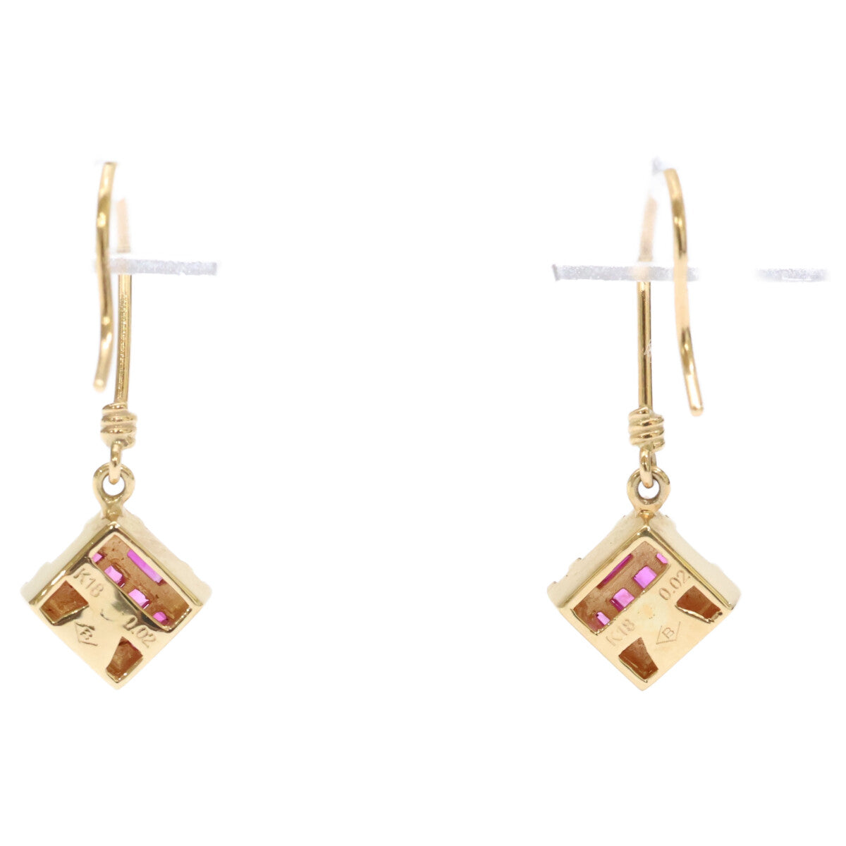 Bellesiora スクエア コレクション Au750 ダイヤモンド ルビー ピアス