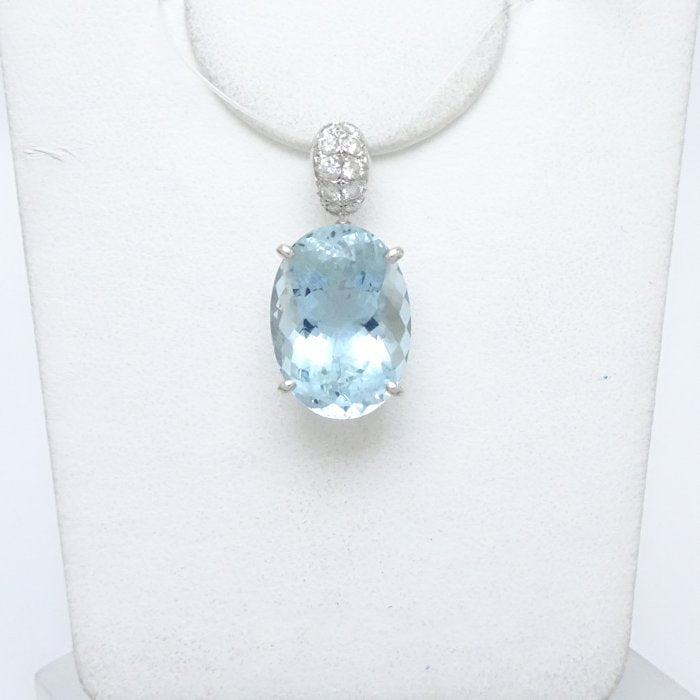 Tasaki アクアマリン ダイヤモンド ペンダント K18WG