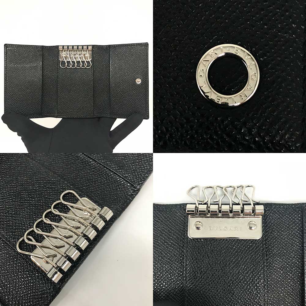 ブルガリ グレイン カーフ キーケース ブラック