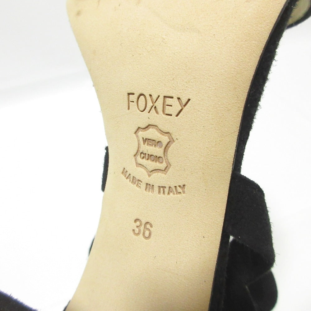 FOXEY スエードレースアップチャンキーヒールサンダル