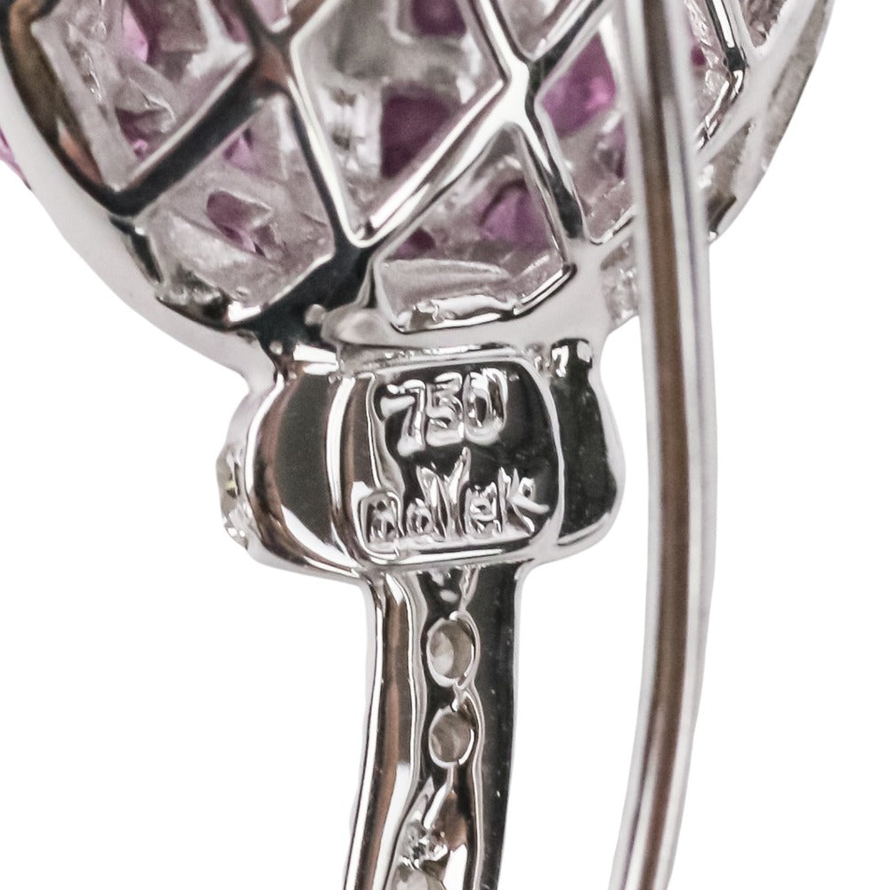 adler Au750 ダイヤモンド ピンク サファイア フラワー モチーフ 2way ブローチ ペンダント トップ