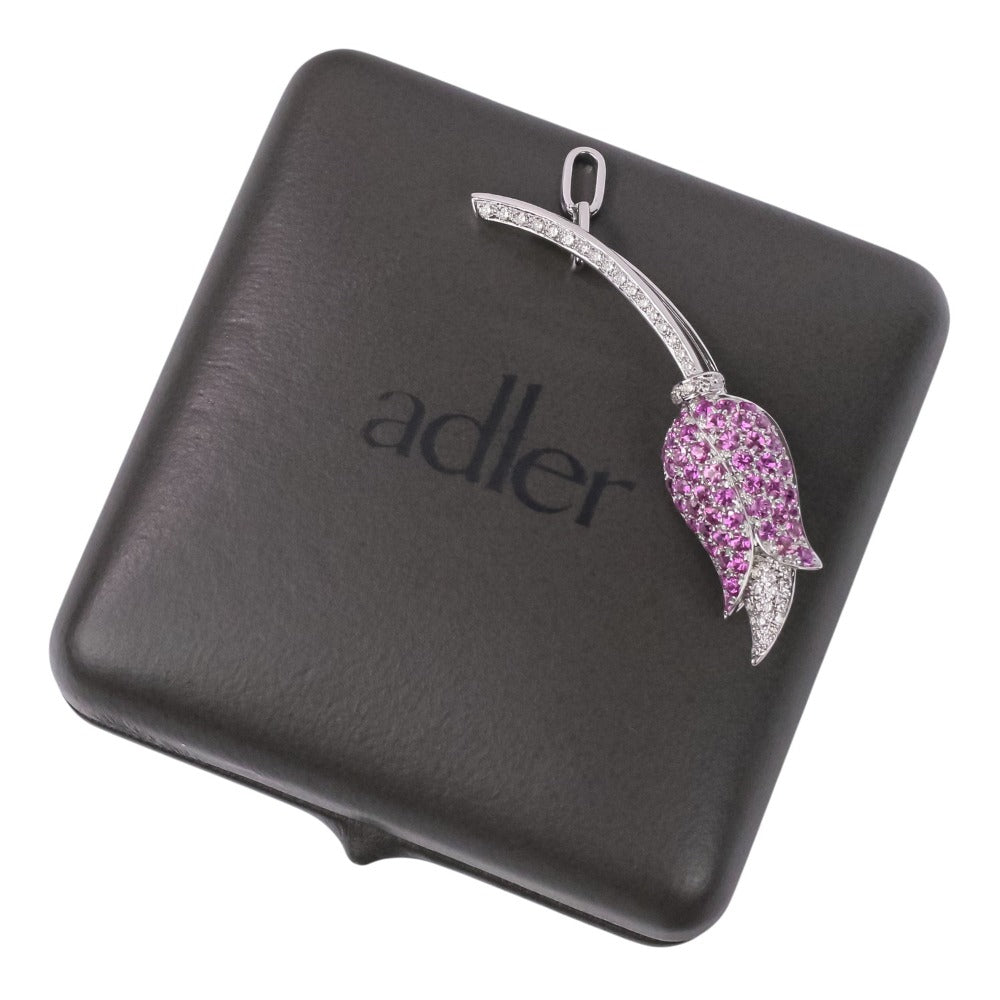 adler Au750 ダイヤモンド ピンク サファイア フラワー モチーフ 2way ブローチ ペンダント トップ