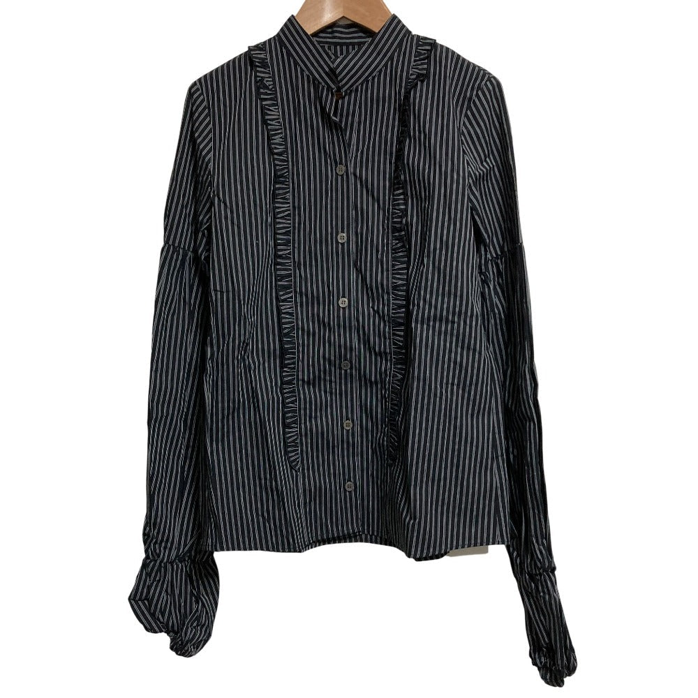 ロージーモンスター ストライプ コットン 長袖フリルシャツ