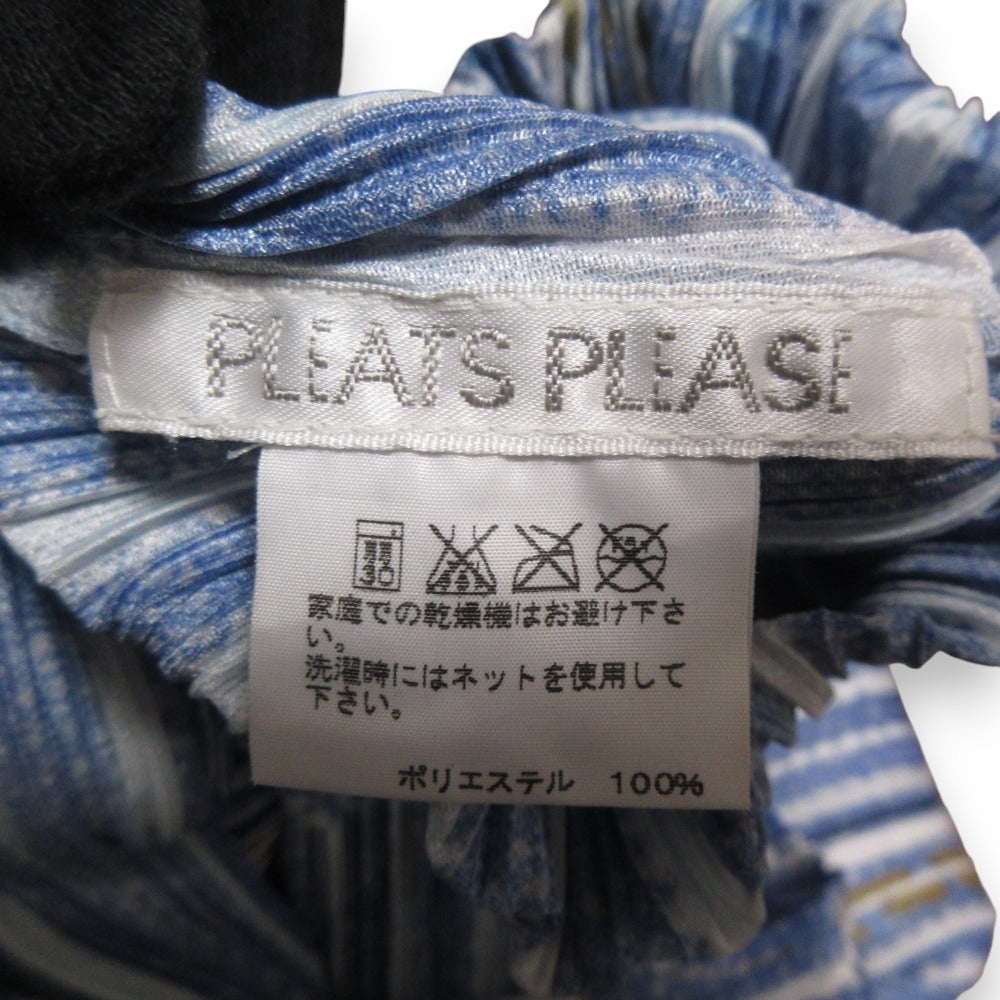 PLEATS PLEASE デニムプリント プリーツ半袖チュニック