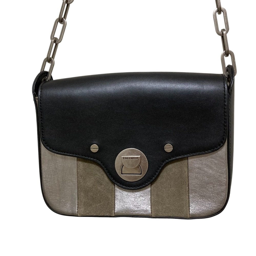 Coccinelle レザー フラップ チェーン ショルダー バッグ