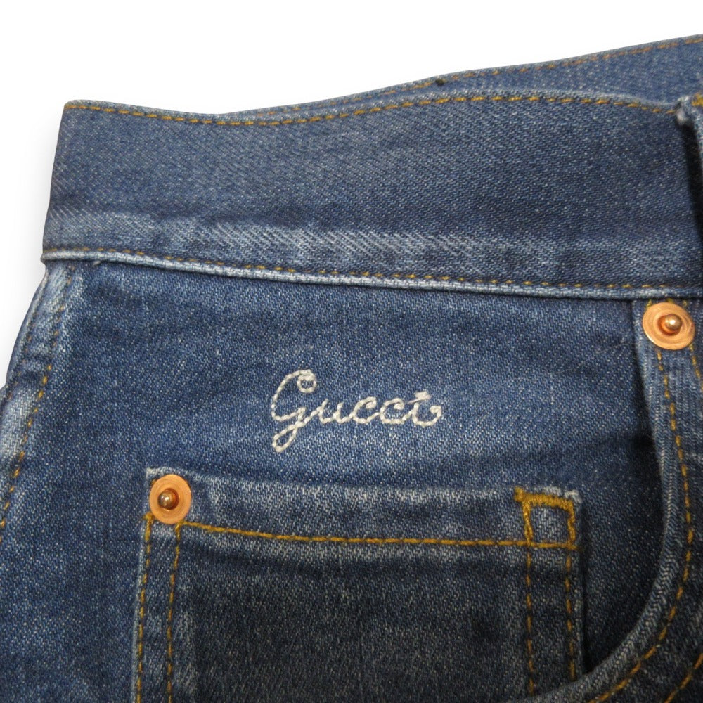 グッチ ロゴ パッチ デニム パンツ