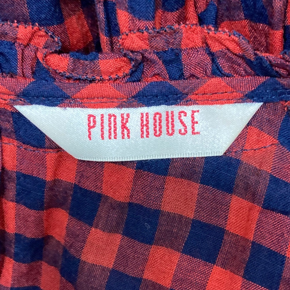 PINK HOUSE チェック フリル レース ロング ドレス