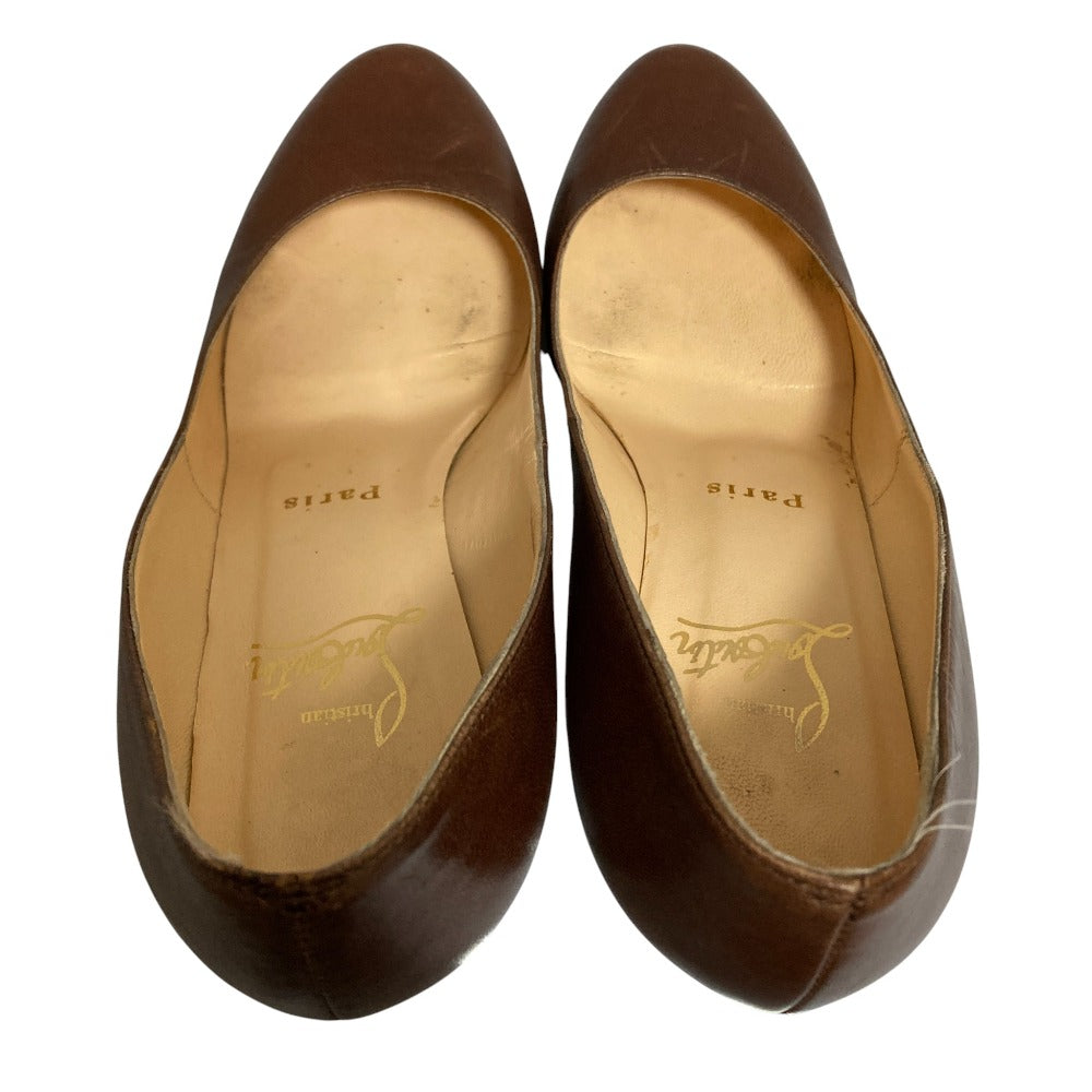 クリスチャン ルブタン レザー チャンキー ヒール パンプス