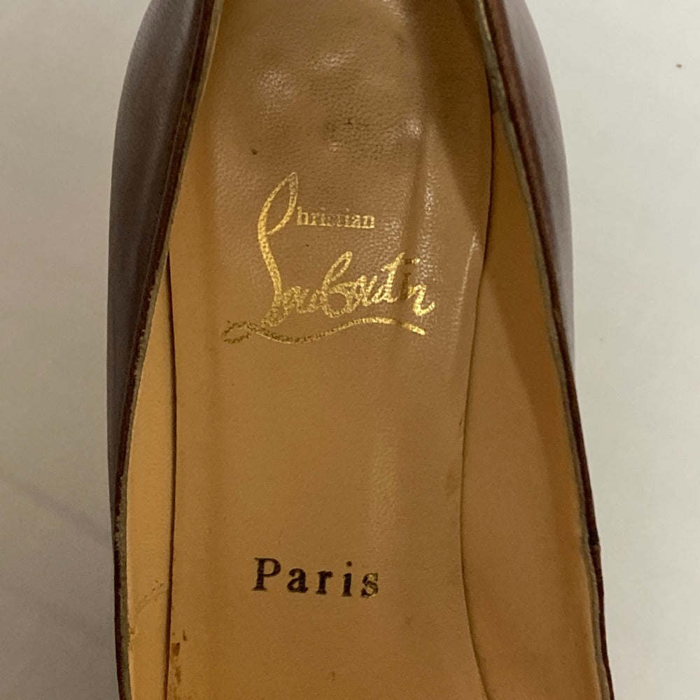 クリスチャン ルブタン レザー チャンキー ヒール パンプス
