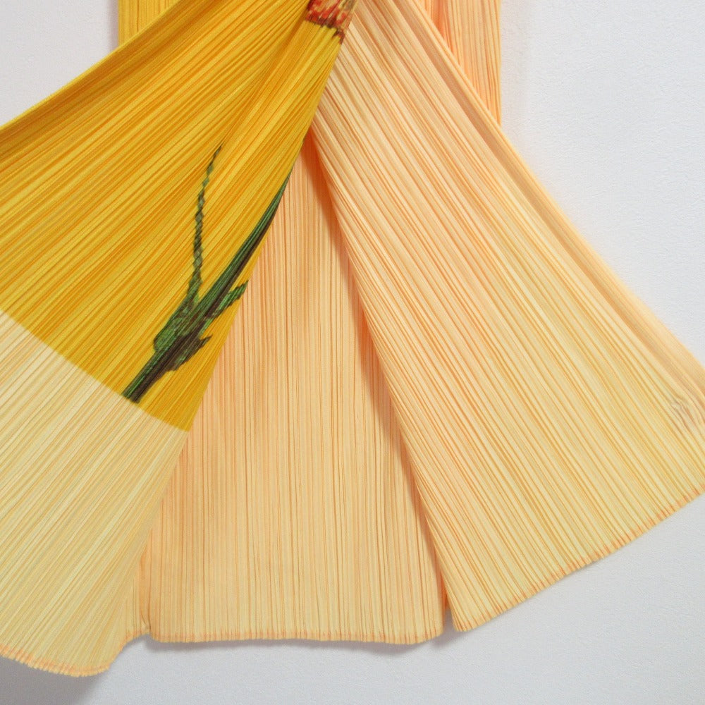 PLEATS PLEASE カーネーション プリント ロング スカート