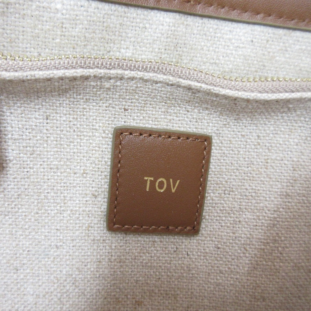 TOV リネン 合成皮革 2WAYショルダーバッグ