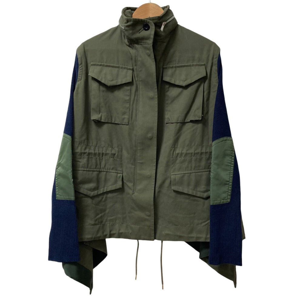 サカイ Fabric Combo Jacket ニットドッキングミリタリージャケット